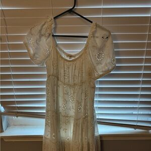 Target Cream Embroidered Midi Dress